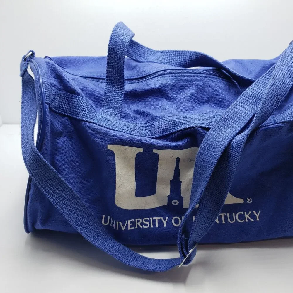 Vintage University of Kentucky Blue Barrel Duffel Bag UK Wildcats College Travel